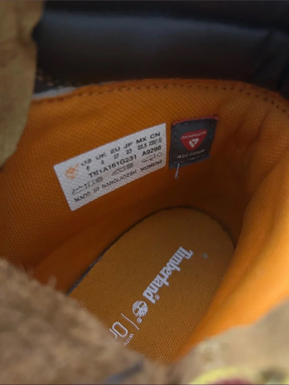 Timberland Kids Brown Suede Boot with Orange Lining